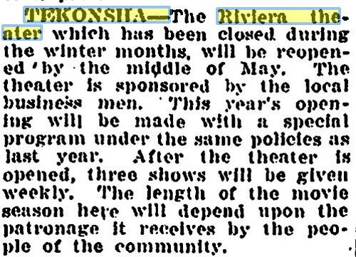 Riviera Theater - April 1933